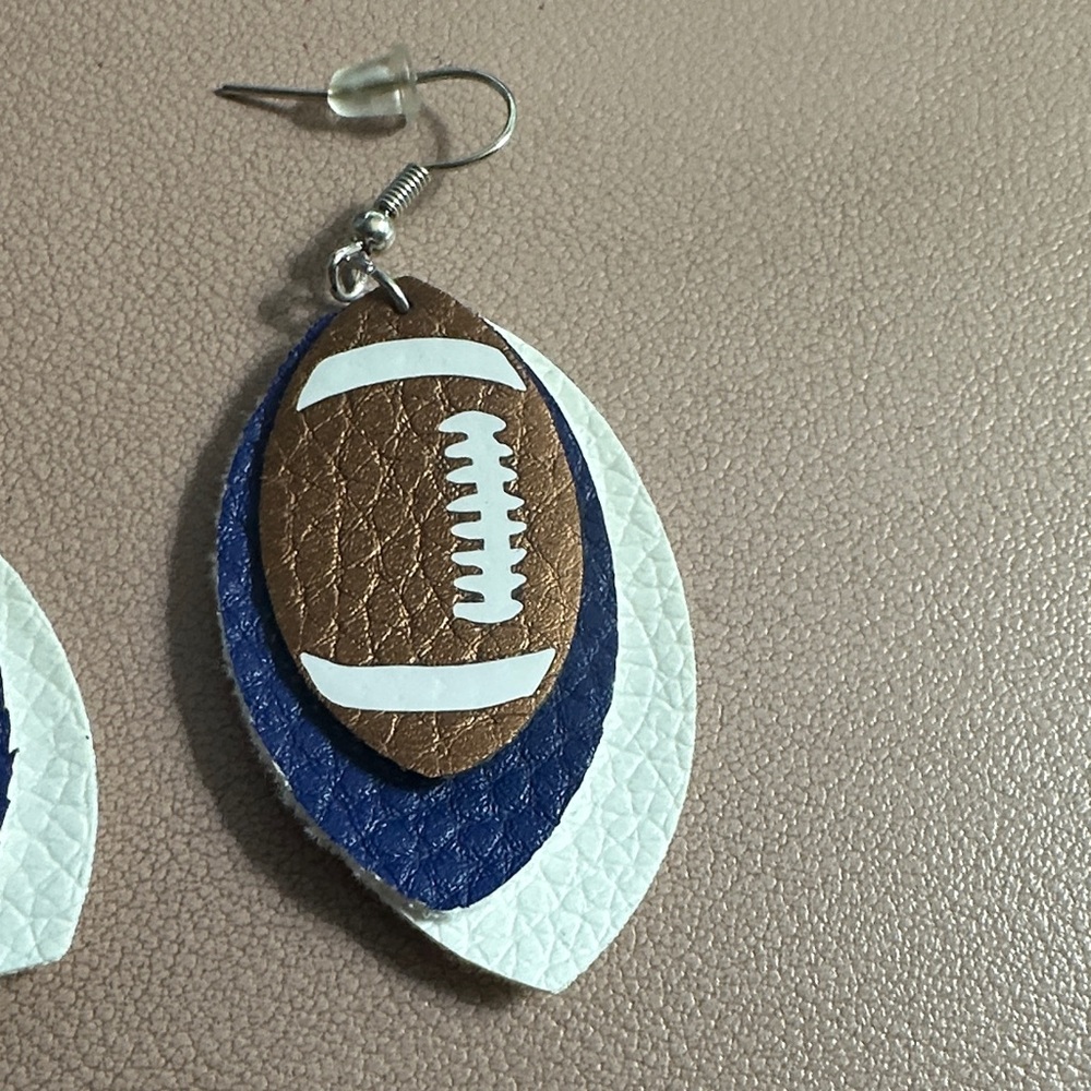 Football Leather Earrings - Picture 2 of 6